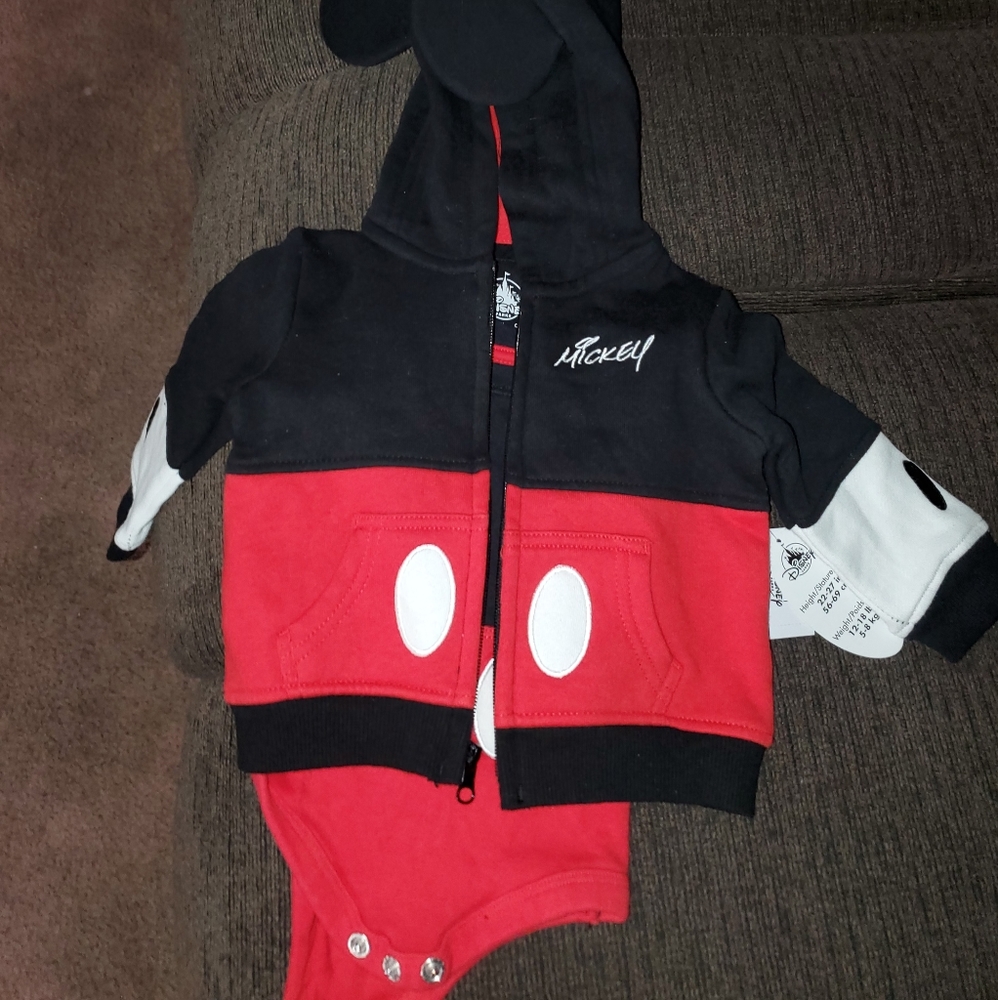Infant Disney Mickey Mouse hoodie w/micky mouse onesie. 3 months - Picture 2 of 8